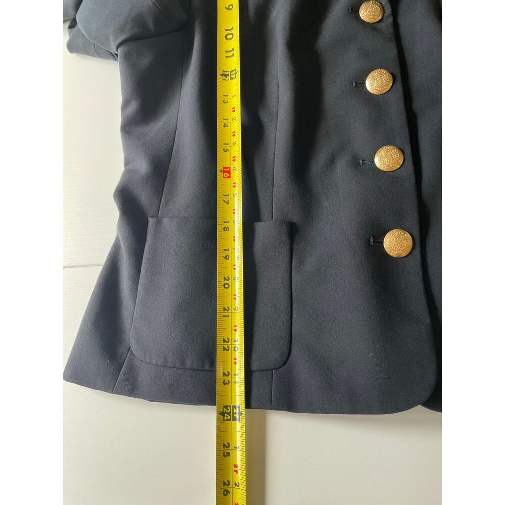 Chaps Dakota Blazer Jacket Black Embroidered Crest Gold Buttons Sz XL Preppy - Picture 10 of 10